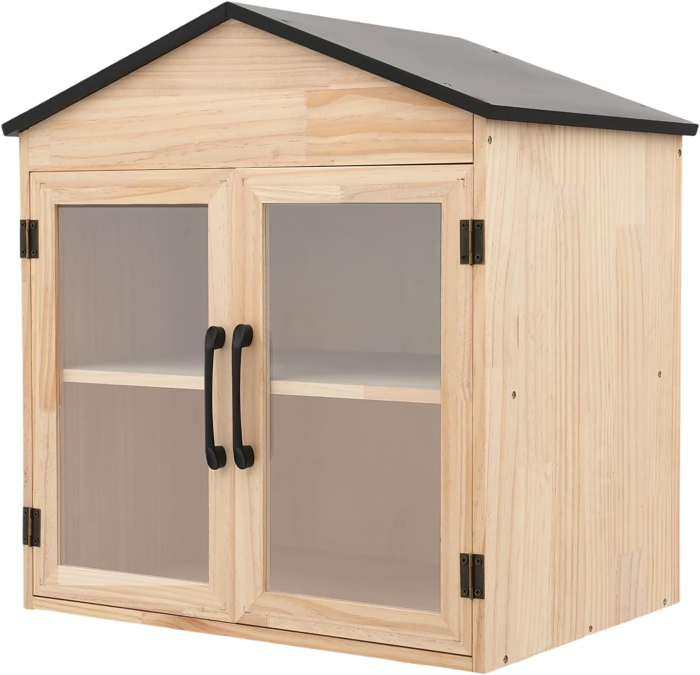 2-Tier Outdoor Library Box with Roof, Wooden Literature Exchange Book Cabinet for Neighborhood Community School, DIY Storage Box for Sharing Book Magazine Newspaper Artwork (Black)