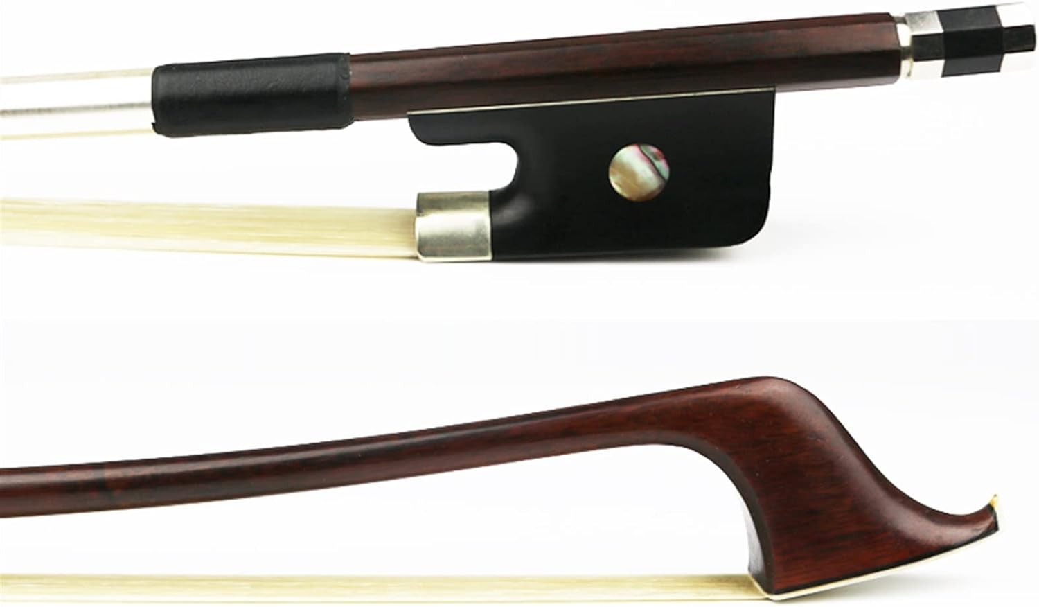 TSTS 4/4 Size Bass Bow Pernambuco Ebony Frog Nickel Silver Natural Mongolia Horsehair Bass Accessories Full Size Violin Bow