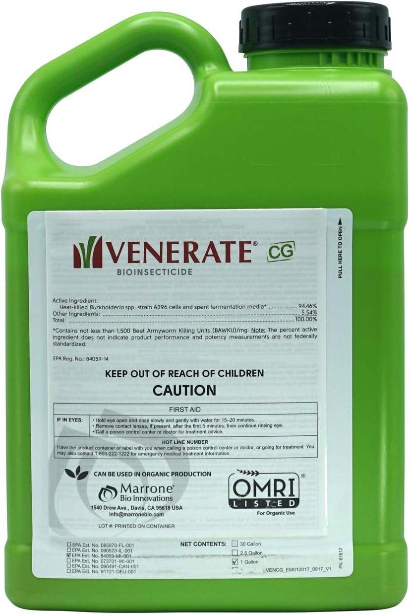 Venerate CG Bioinsecticide Insecticide for Mites, Thrips, aphids, borers, whitefly, leafhoppers on Grapes, Strawberries, Potatoes, Citrus and More (1, Gallon)