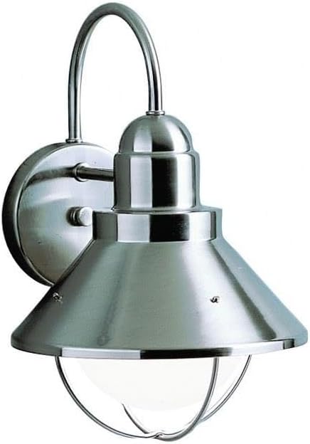 Farmhouse 1-Light Outdoor Wall Lantern with Conical Shade and Bail Wires 7.75 inches W X 12 inches H-Brushed Nickel Finish Coastal Outdoor Wall Medium 147-Bel-555532