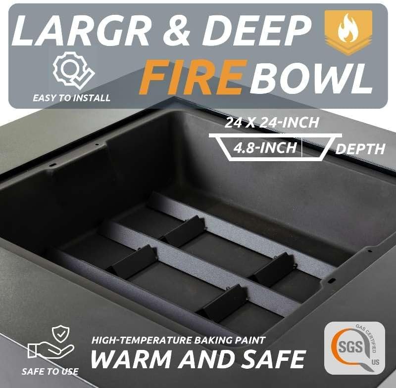 36-Inch Steel Fire Pit Table - Wood-Burning Outdoor Heater with Geometric Design, Portable Patio Centerpiece for 4-8 People