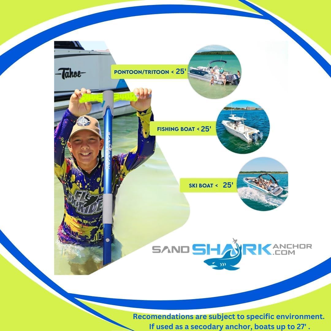 SandShark Supersport 3.0 Shallow Water Anchor - Great Jet Ski, PWC, Pontoon Boat Accessory - Adjusts 29