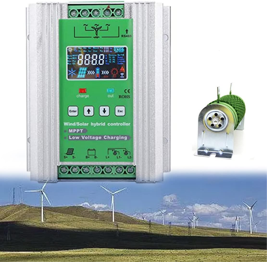 1000W/1200W/1500W MPPT Charge Controller 12V/24V DC MPPT Wind Solar Hybrid Charge Controller, LCD Display Solar Panels Generator Control System,1500W