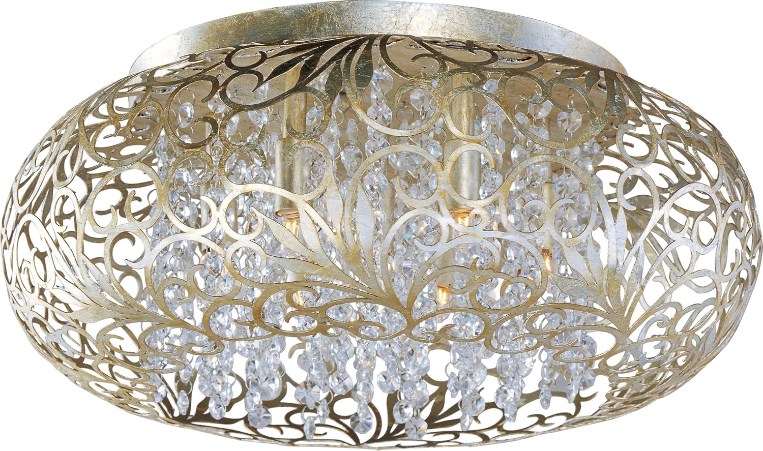 Maxim Arabesque 7 Light 18 Inch Wide Flush Mount with Golden Silver Finish