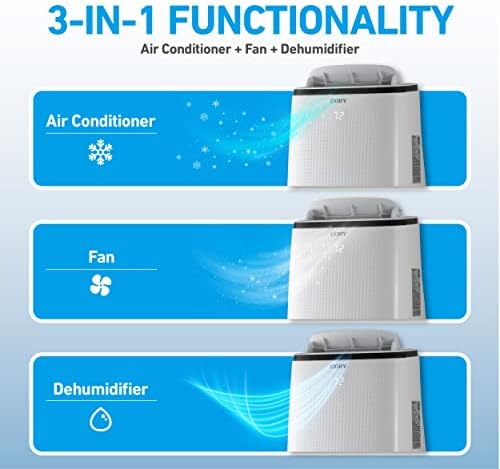 Coby CBPAC1080 3-in-1 AC Unit, Dehumidifier & Fan, 15,000 Portable Air Conditioner, 15000 BTU, White