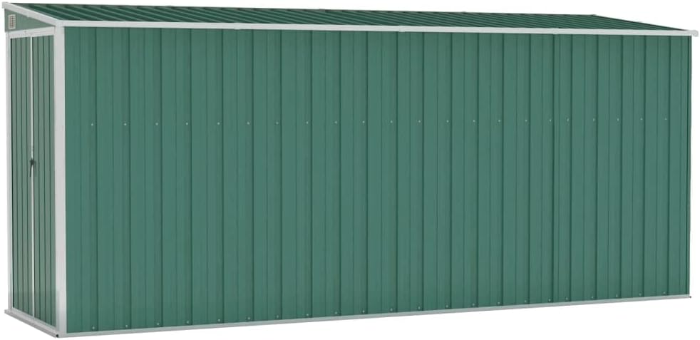vidaXL Wall-Mounted Galvanized Steel Garden Shed, Green, Secure Outdoor Storage for Tools, Furniture, Durable Material with Lock Function, Weather-Resistant, Easy Assembly