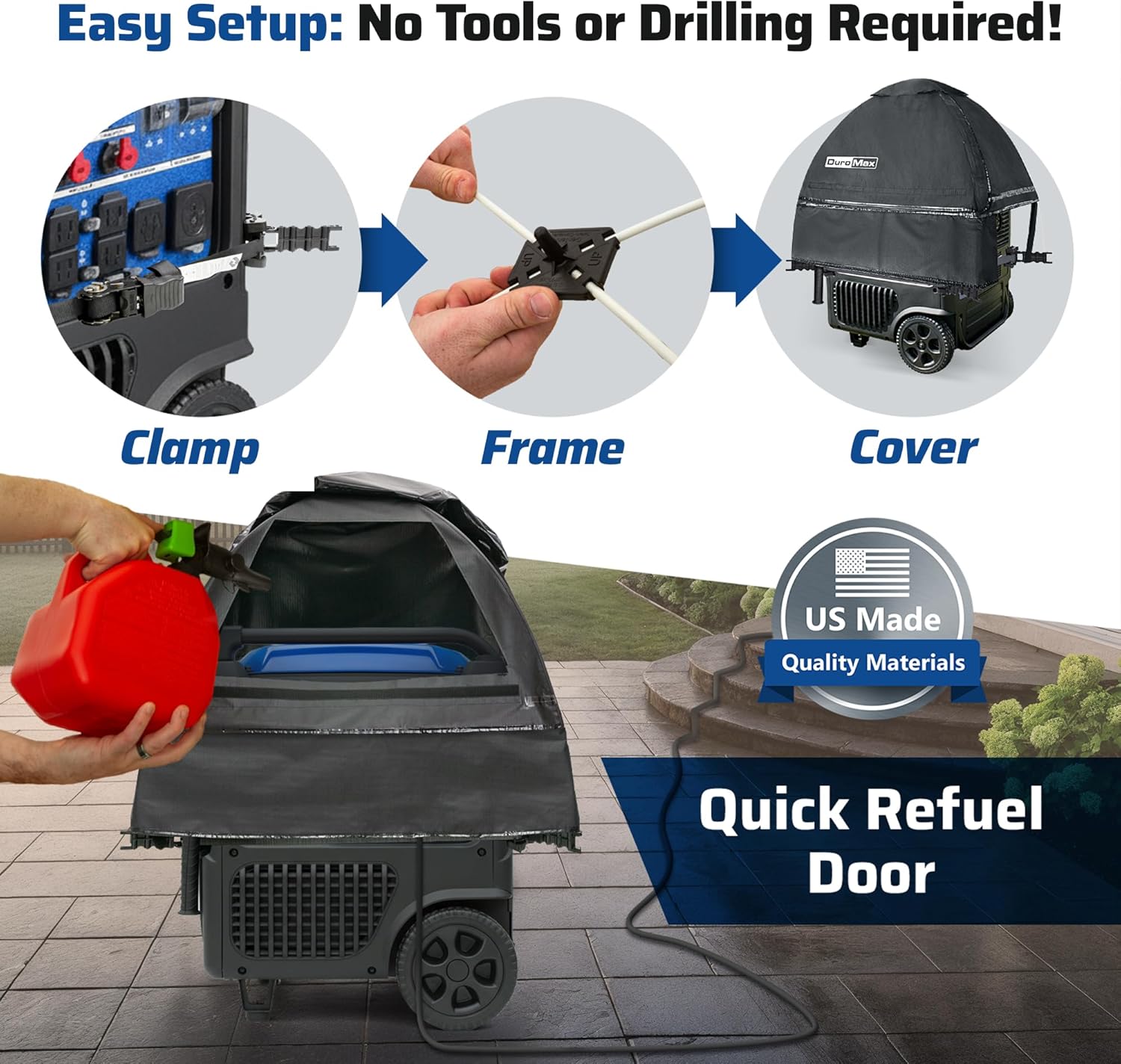 DuroMax DMX-GTV Inverter Generator Running Cover – Weatherproof Vinyl Canopy for Inverter Generators, Fire- & Wind-Resistant, Universal Fit Protection