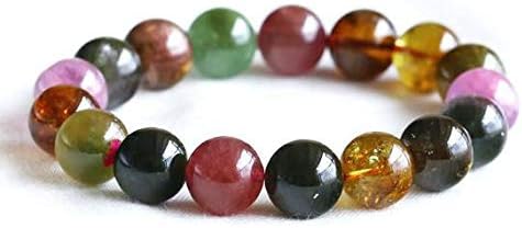 1 strands natural colorful pink green purple red tourmaline bracelet round big beads 12mm 05059