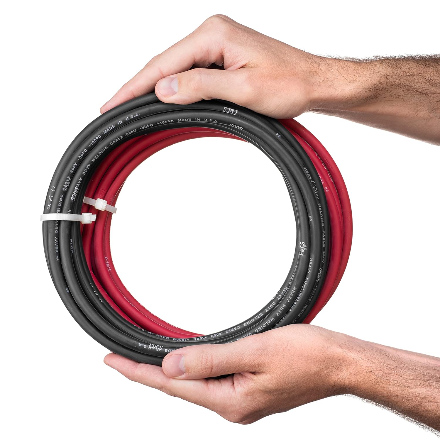 EWCS 6 Gauge Premium Extra Flexible Welding Cable 600 Volt - Combo Pack - 10 Feet Each Black+Red - Made in The USA
