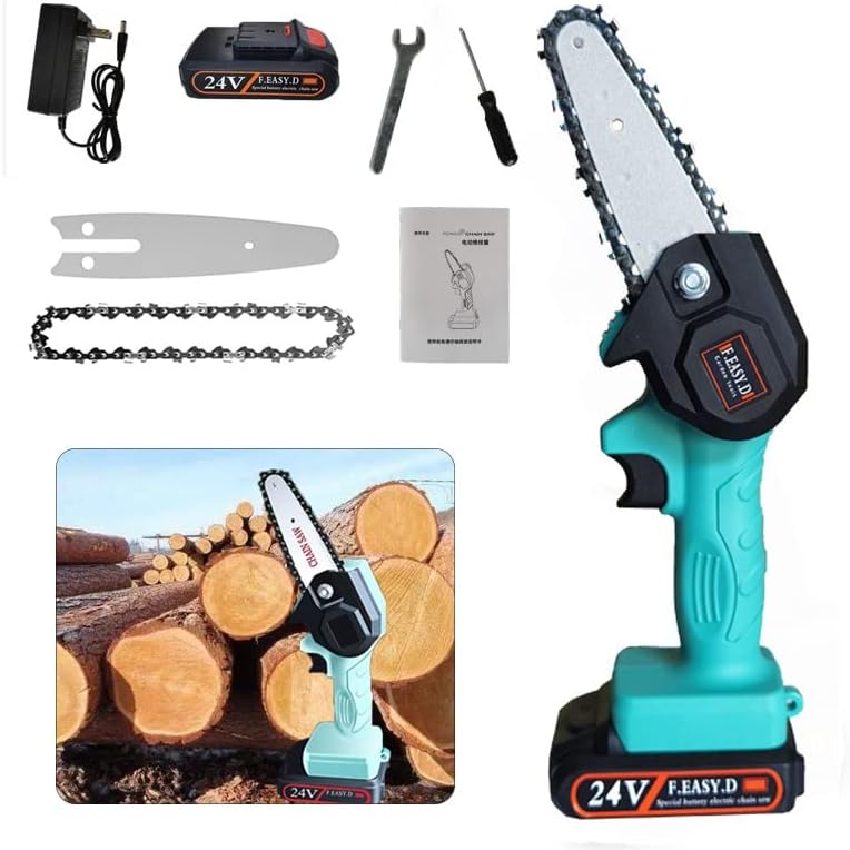 Mini Chainsaw with Battery,Mini Chain Saw,Handheld Chainsaw,Cordless Chainsaw with Charger,Cordless Battery Power, Portable Electric Chainsaw, Suitable for Gardening, Wood, Outdoor Camping