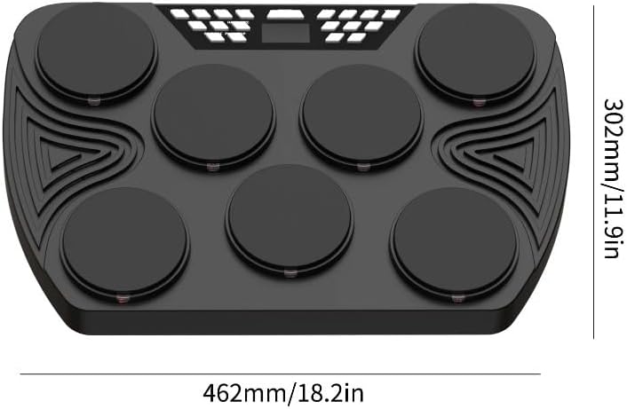 Portable Rechargeable Tabletop Electronic Drum Set – Compact Stereo-Speaker Drum Kit for Beginners, Practice & Travel, Adjustable Pads & USB/Bluetooth Connectivity (US Plug)
