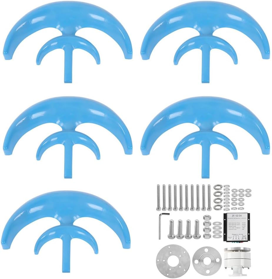5 Blades Vertical Wind Turbine Kit 12000W 12V 24V 48V 220V Low Wind Speed Starting Wind Power Generator with Controller for Home, Camping