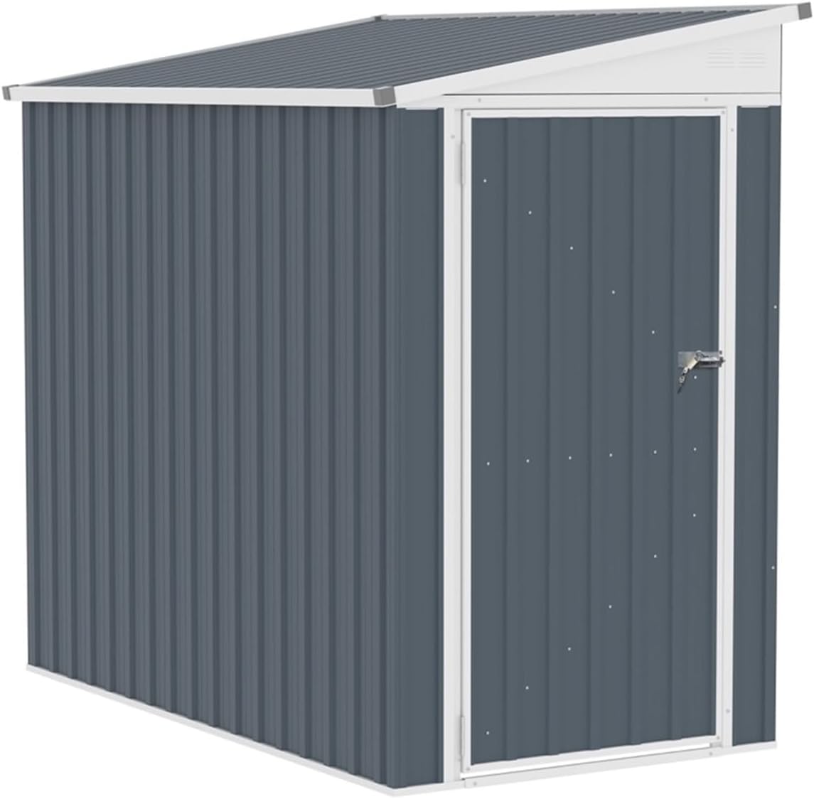 Outdoor Storage Shed 4' x 6' Steel Garden Storage Shed Lean to Shed Outdoor Metal Tool House with Lockable Door and 2 Air Vents, for Backyard Patio Garden Tool House (A)