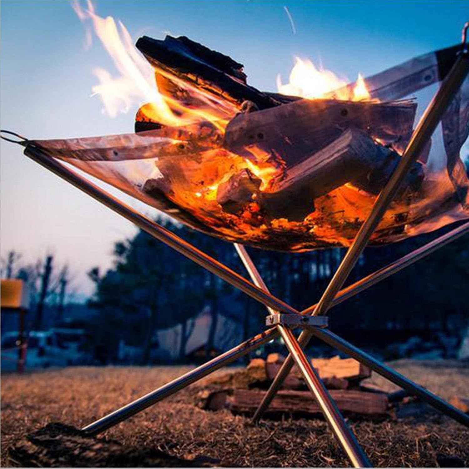 Portable Fire Pit Outdoor,Foldable Lightweight Mesh Fire Pits,Camping Firepit Outdoor Wood Burning,for Patio,Backyard and Garden
