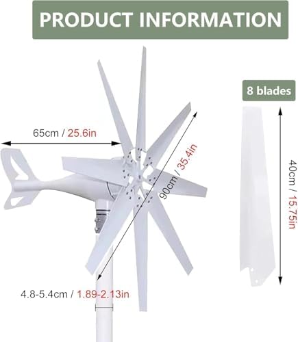 High-Efficiency 16000W Wind Turbine Generator Kit - 8-Blade MPPT Controller for 12V/24V/48V Systems - Perfect for Home Renewable Energy - Durable Permanent Magnet Design