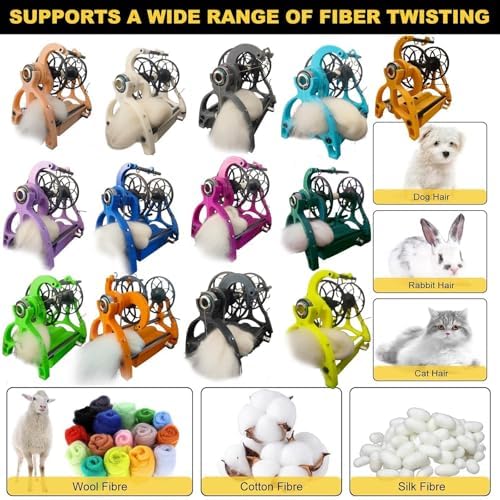 Smart Yarn Spinner Machine - Electric Wool Wheel, 120g Capacity Pet Hair Spinner with Foot Switch, 12V Drum Carder, Adjustable Speed, Forward/Reverse Function, 3 Spools, Blue