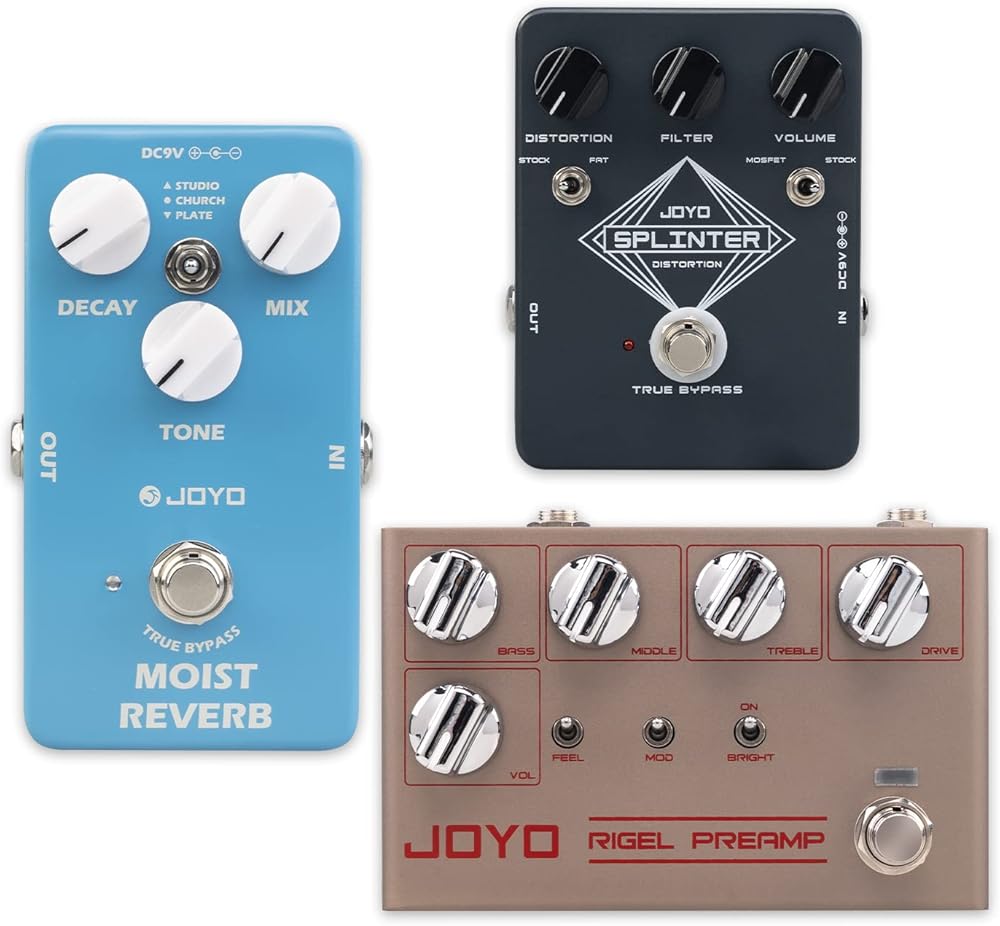 JOYO R-24 High Gain Overdrive Pedal Amplifier Simulation Guitar Pedal,JF-21 Distortion Pedal and JF-20 Reverb Pedal