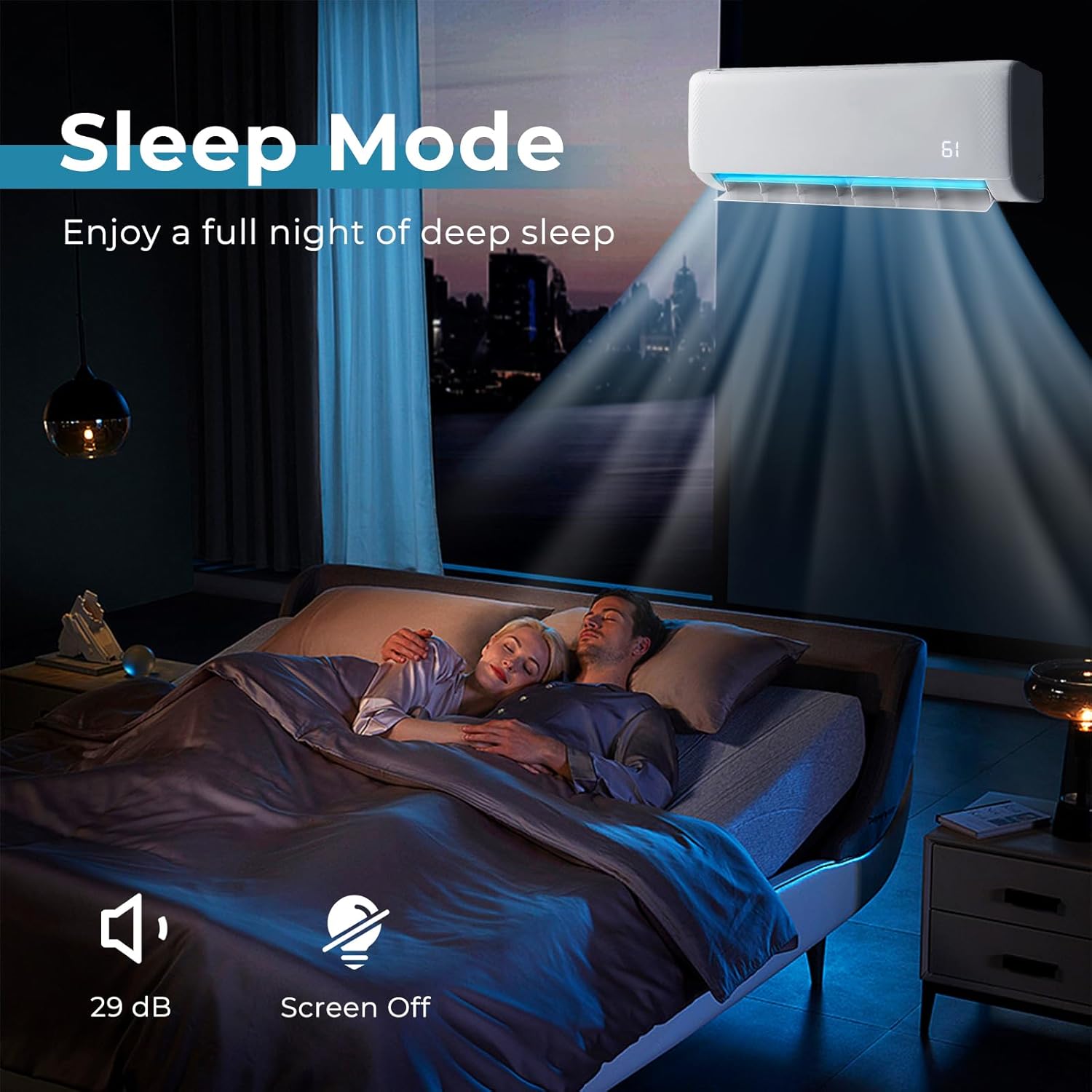 KOTEK 24000 BTU Mini Split AC/Heating System, Work with Alexa, Energy Star WiFi 21 SEER2 Inverter Ductless AC Unit, Cools Up to 1500 Sq.Ft, Air Conditioner with Heat Pump(24000BTU, 208-230V, 21 SEER2)