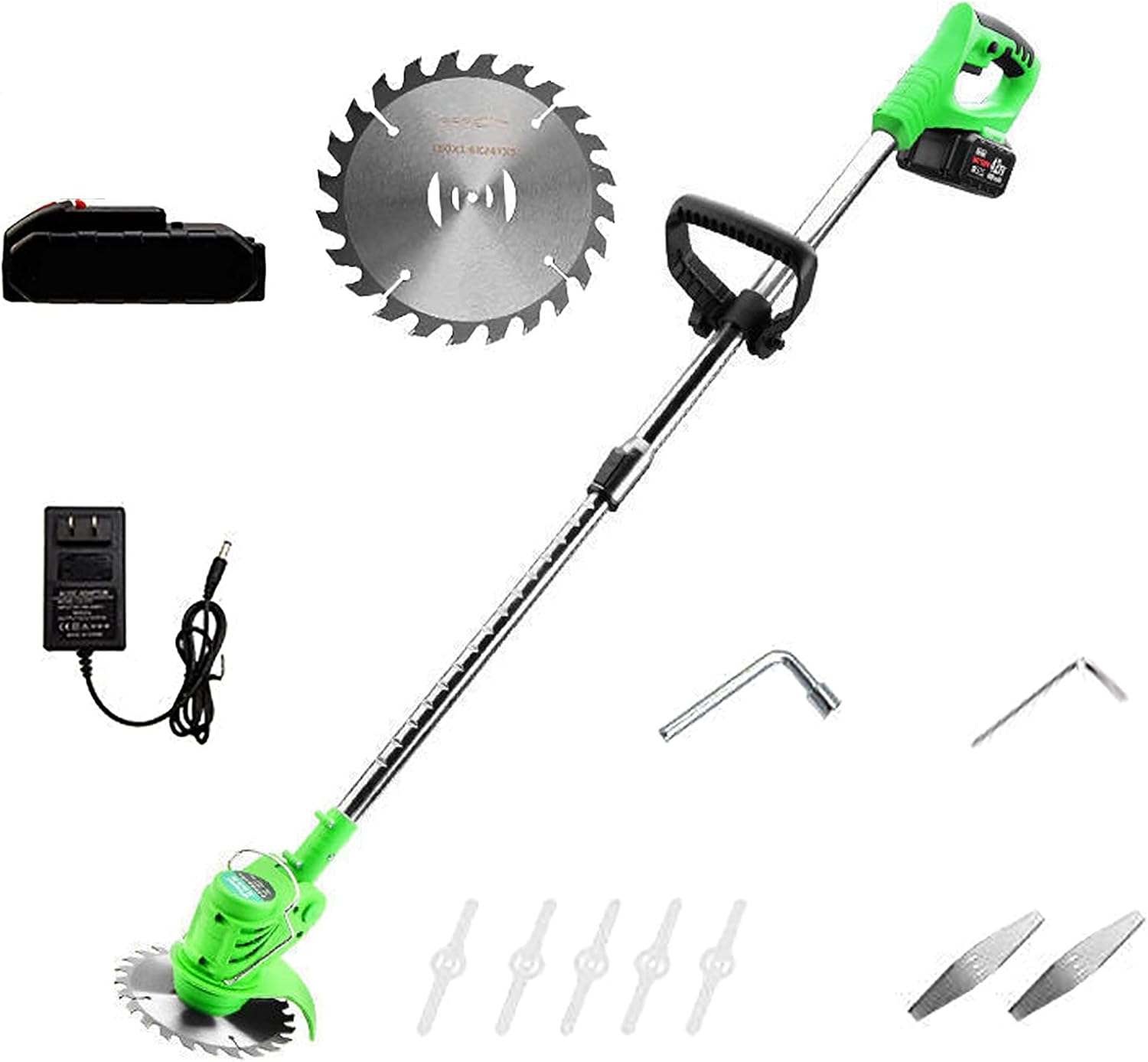 24V Cordless Lawn Mower with Battery Charger & Telescopic Handle - Rechargeable for Lawn Mowing, Care, Driveway & Garden Maintenance