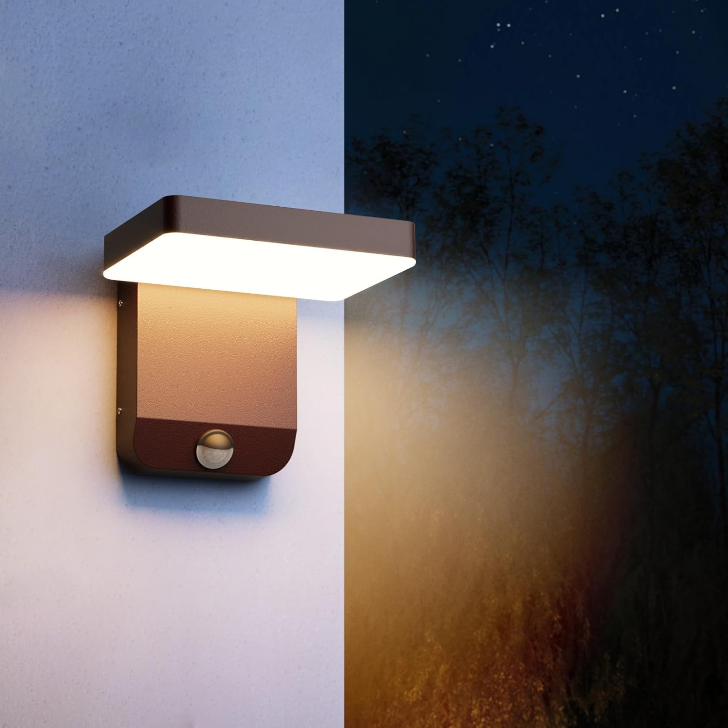 Motion Sensor Outdoor Light,Bronze LED 24W Exterior Motion Porch Light Modern Outdoor Wall Sconce IP65 Waterproof 3000K for House Garage