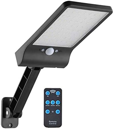 56LED Motion Sensor Solar Wall Light Outdoor Street Lamp with Remote Control Adjustable Waterproof Garden Street Lamp,Black