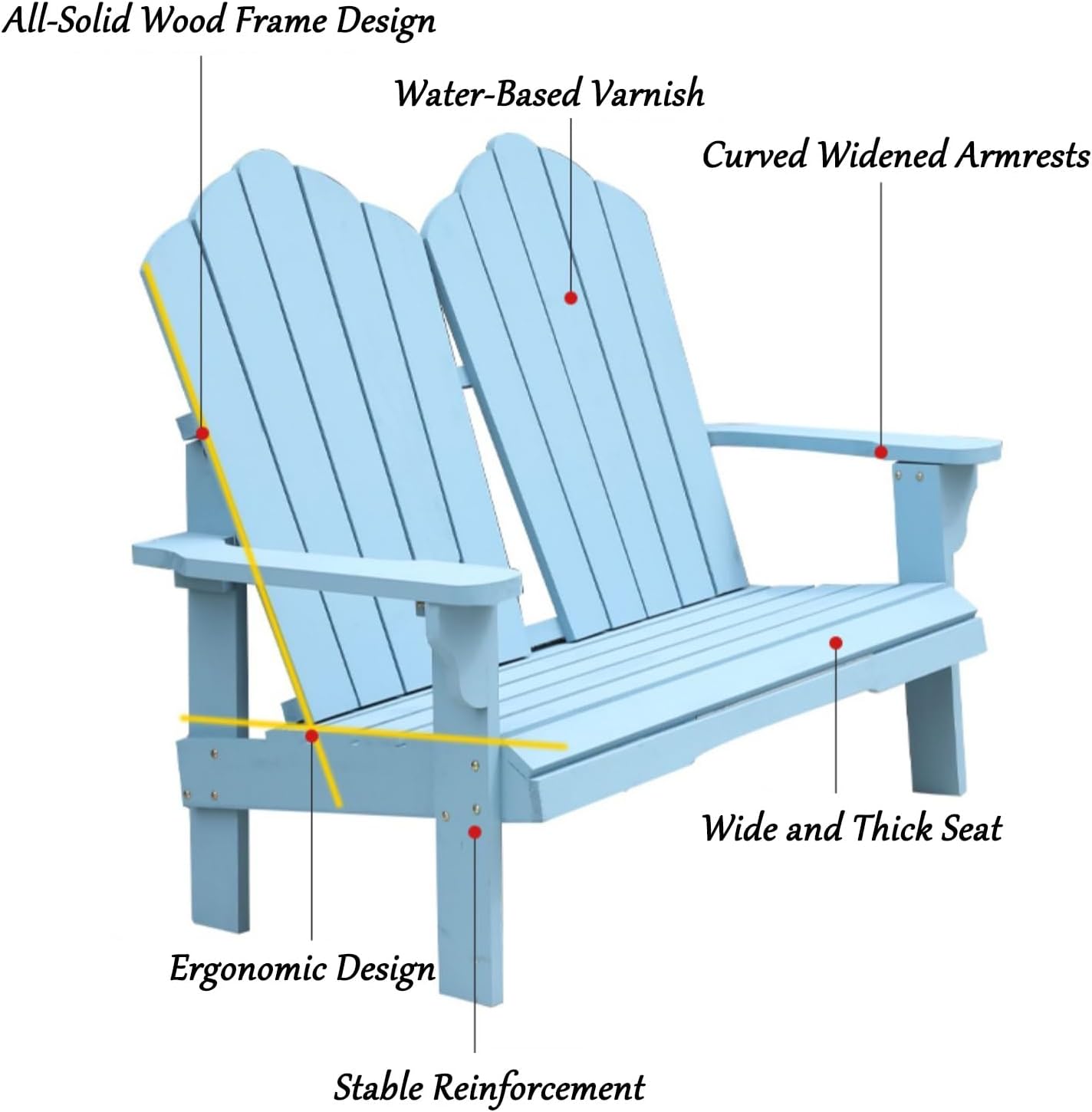 Garden Benches for Outdoors, Double Person Patio Bench, Perfect for Beach, Pool, and Fire Pit Seating, 550 Lbs Load-Bearing(Brown)