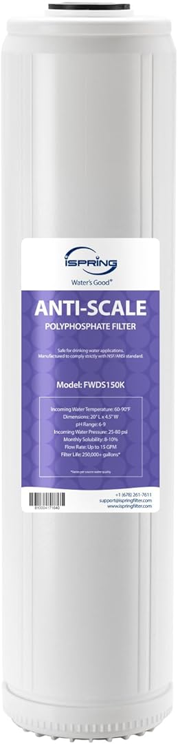 iSpring FWDS150K Anti-Scale Replacement Cartridge for WDS150K Whole House Water Filter, 20