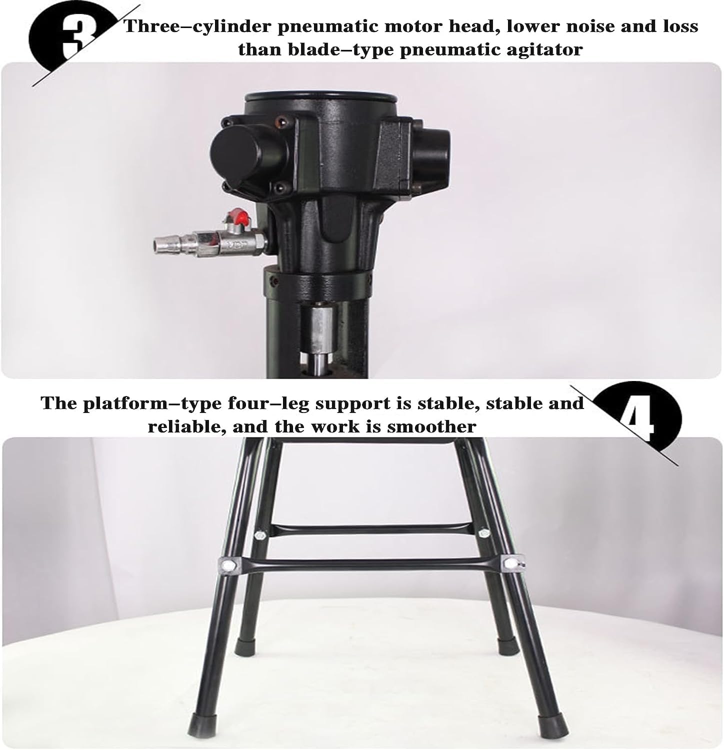 Pneumatic Paint Mixer Machine, 5 Gallon Platform Type Stirring Machine, Stainless Steel Air Mixer Machine, for Paint Coating Materials Viscous Liquid Ink Mix Tool(