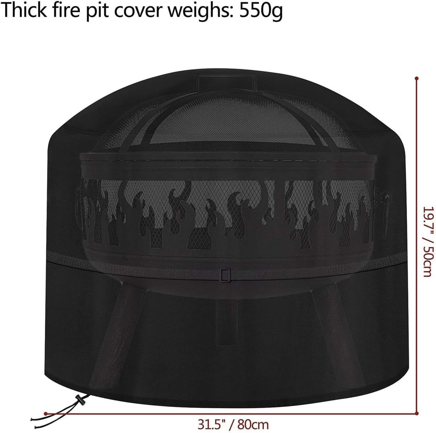 1pc Outdoor Round Stove Cover Waterproof Cover 210D Oxford Fire Pit Cover 80x50cm for Patio Fireplaces