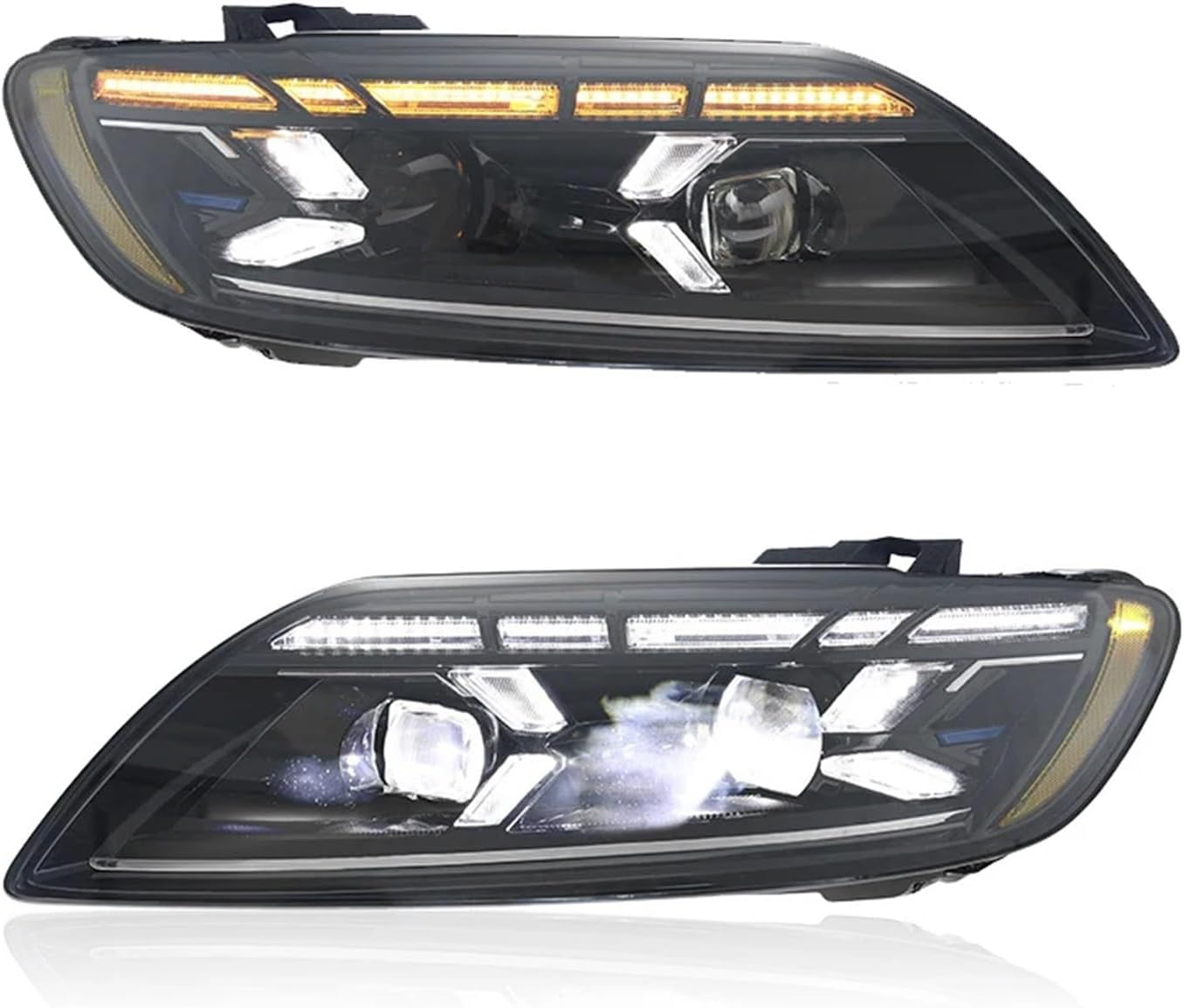 Car HeadLamp +Taillamp Compatible For Audi Q7 LED Headlight 05-2016 Front DRL Turn Signal Light Assembly Modified Q8 Automotive Accessories(2 PCS,10-15,No AFS)