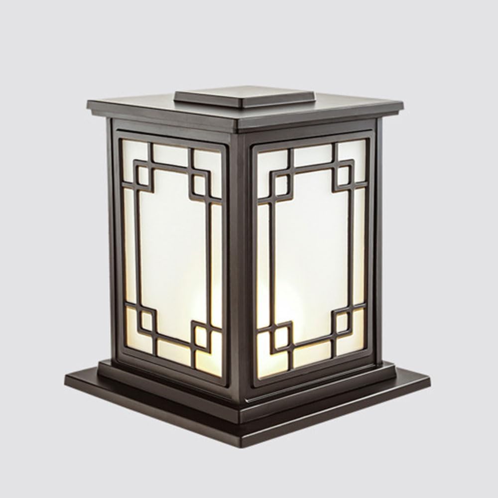 E27 Column Lamps Outdoor Gate Bollard Pillar Light 9.8in Hard-Wired Torch Lighting Fixture IP65 Waterproof Black Finish Post Lamp Creativity Stigma Lantern for Walled Villa Courtyard Lawn