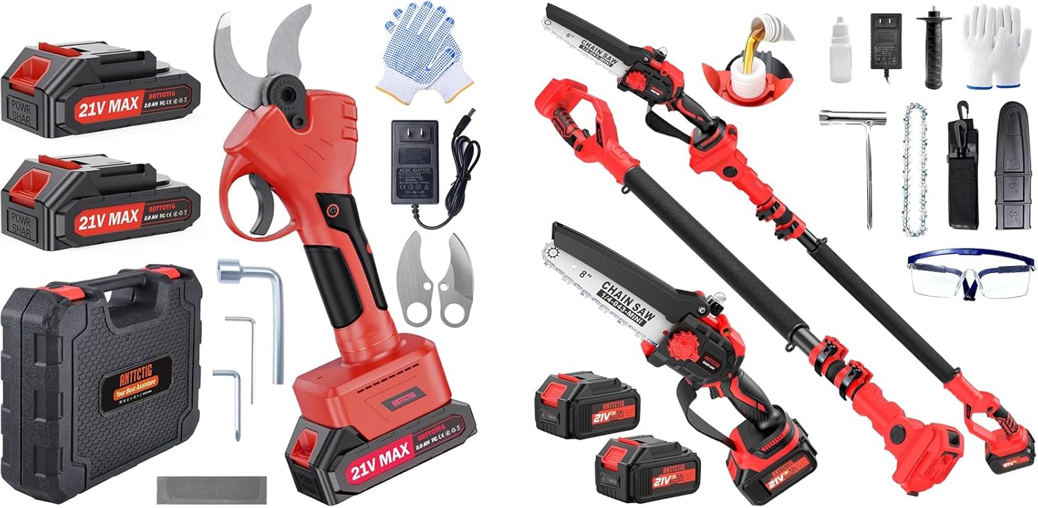 Electric Pruning Shears with 2 IN 1 Cordless Pole Saw