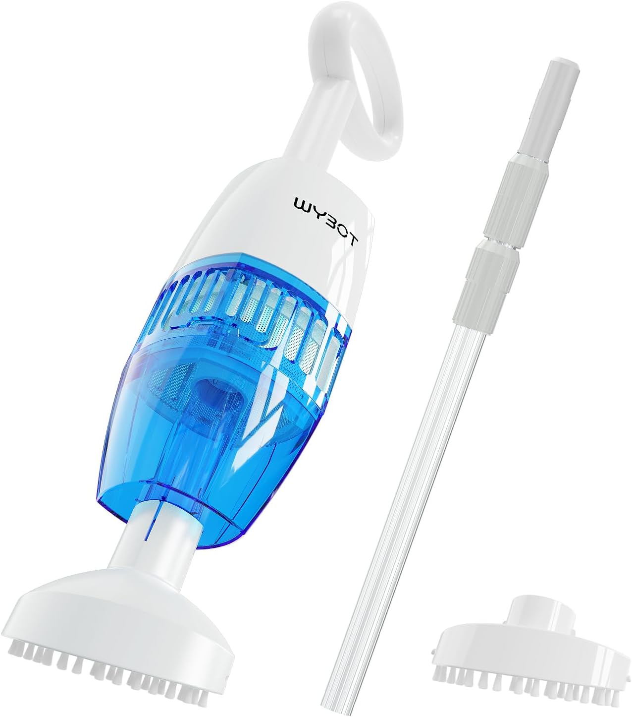 (2024 Update) WYBOT Cordless Pool Vacuum with Two Vacuum Heads, Telescopic Pole, Handheld Rechargeable Pool Cleaner for Deep Cleaning with Powerful Suction, Ideal for Above Ground Pools/Spas/Hot Tubs