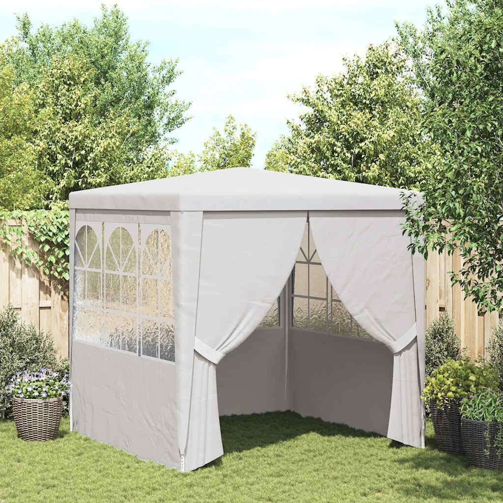 Professional Party Tent with Side Walls, 8.2'x8.2' White, 0.3 oz/ft² PE, Steel Frame Outdoor Canopy Gazebo for Events Outdoor Structures