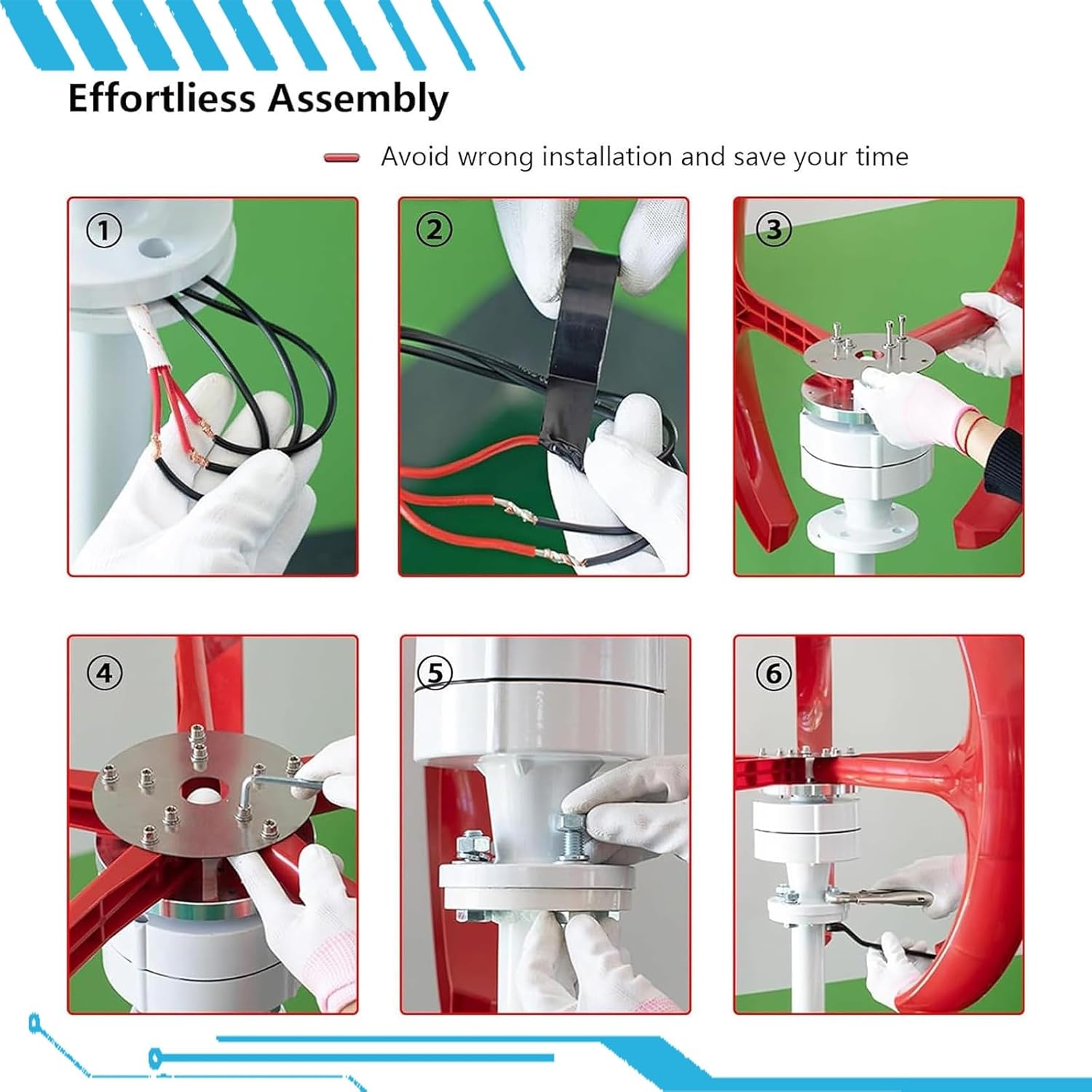 16000W Vertical Wind Generator - 12V/24V/48V Wind Turbine Kit with 5 Blades & Controller for Home Use, Efficient Horizontal Wind Power Solution (Red)