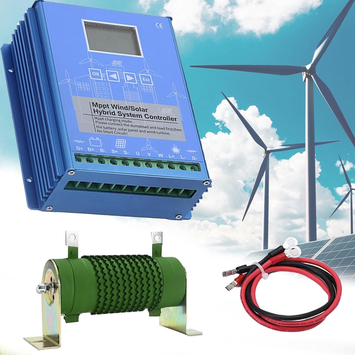 12V/24V/48V,Wind Solar Hybrid Charge Controller,15000W,Hybrid Charge Controller,Mppt Boost Charging with LCD Display and Dump Load,Automatic Controller for Home, Boat, Street Light 12V