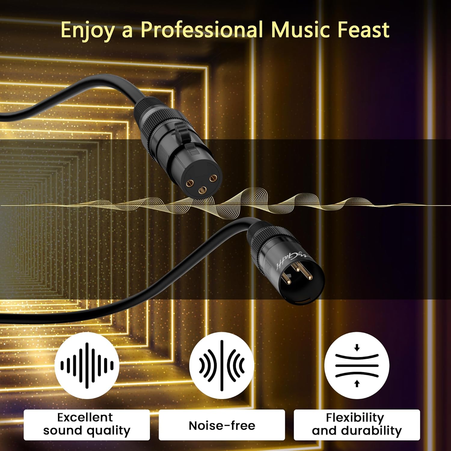 XLR Microphone Cable 50FT 4 Pack, Gold-Plated 3 Pin XLR Male to Female Balanced Mic Audio Cord, AL & OFC Dual Shielded Patch Cable for Speaker, Podcast, Mixer, Amplifier, Recording