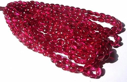 13 inch natural beads strand of 8x7-10x8mm smooth oval corundum quartz gemstone beads for DIY jewelry - necklace, bracelet, earring, ring.