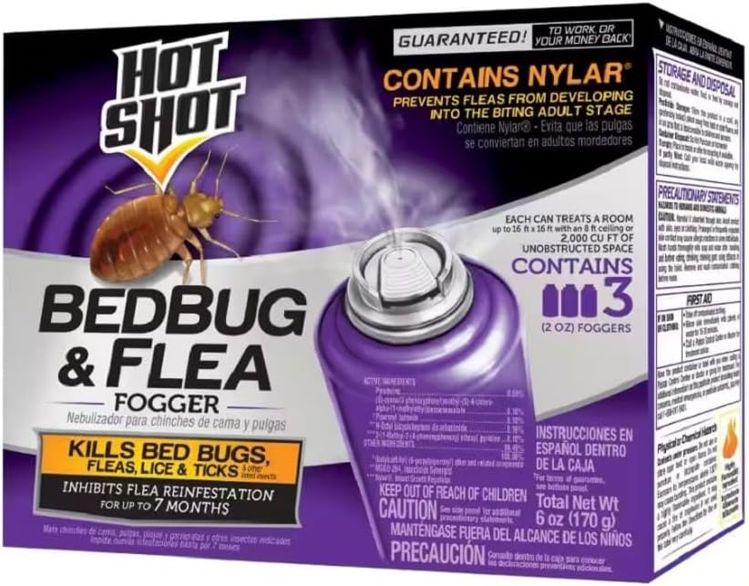Hot Shot Bedbug & Flea Fogger For Insects, Aerosol, 3/2-Ounce, Pack of 6, Multolor