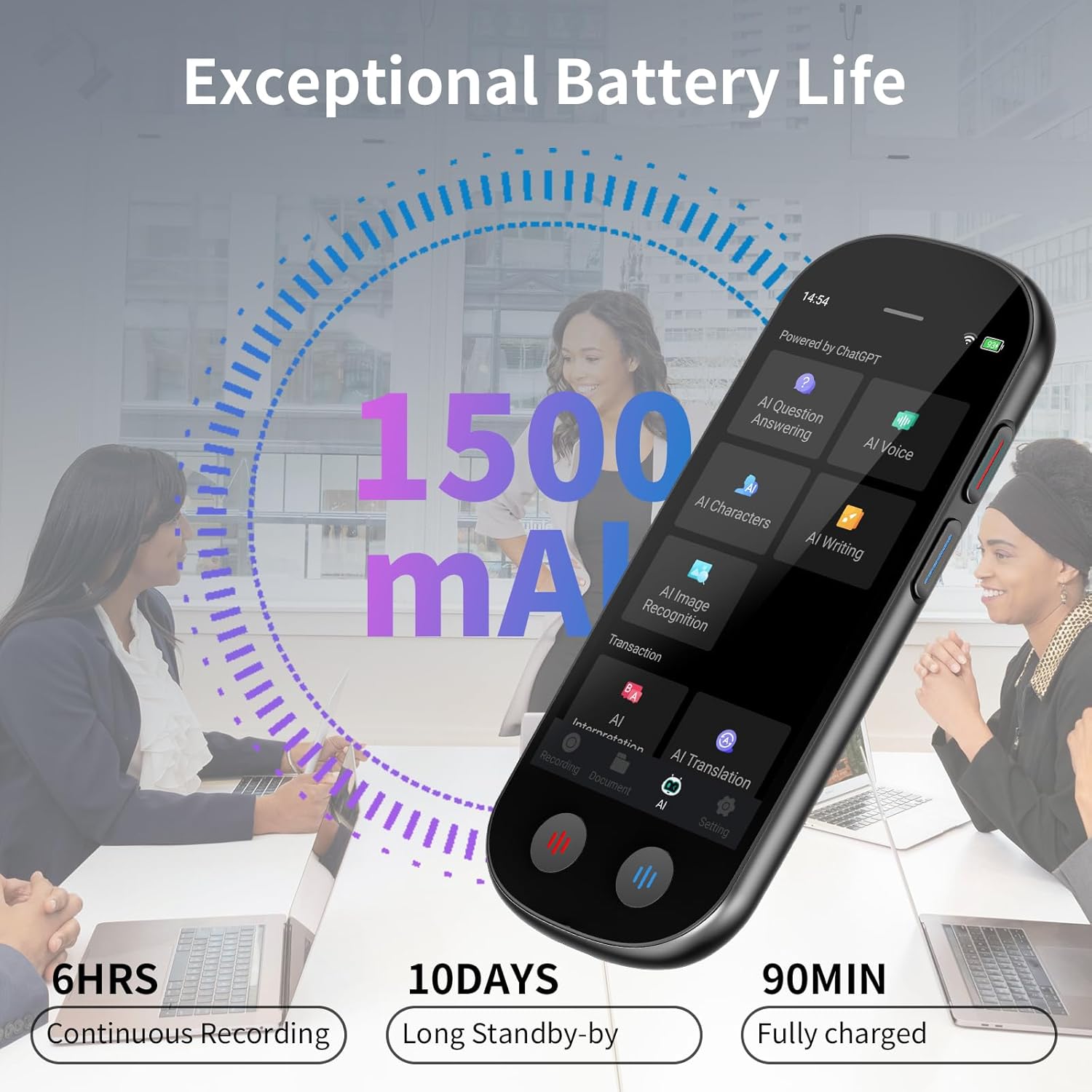 AI Voice Recorder with Playback, 80GB Memory Note Recorder Supports 134 Languages & Real Time Transcription and AI Summary, Audio Digital Device for Meetings, Lectures, Interviews