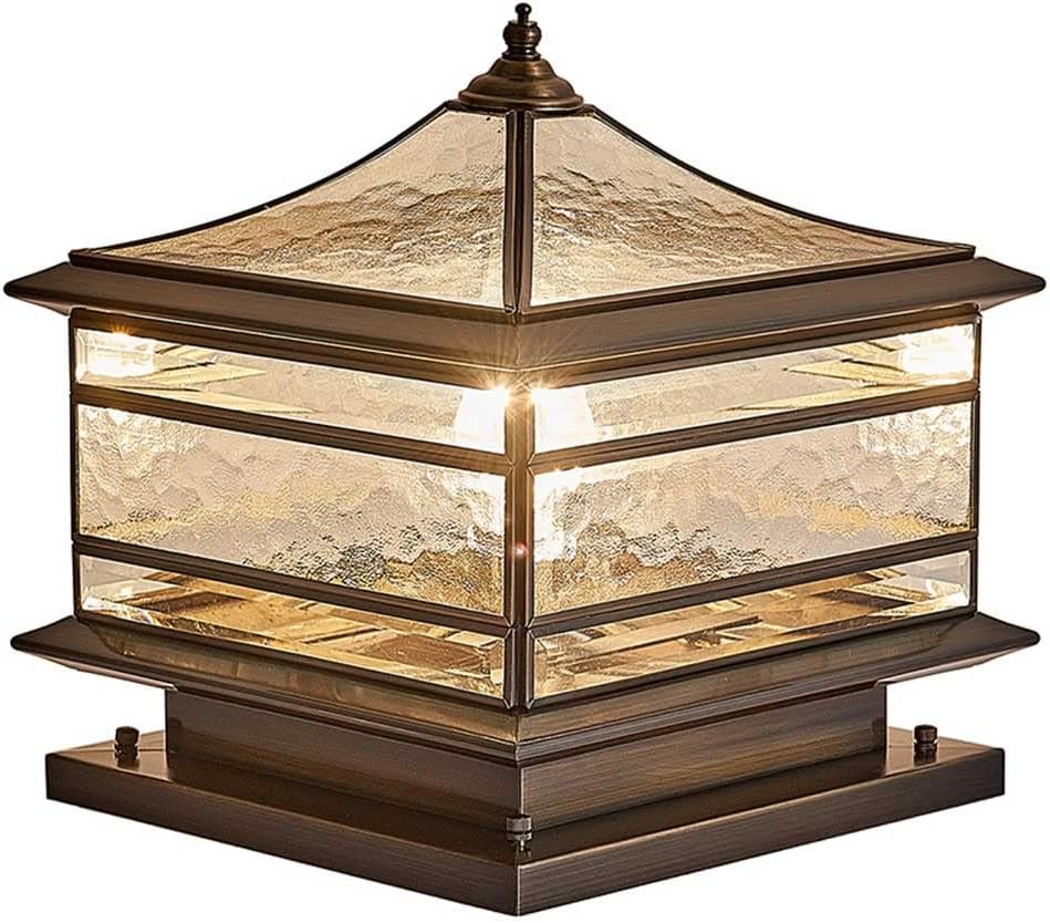 Outdoor Column Lights, Square Outdoor Post Cap Light IP54 Waterproof Pillar Lights Rainproof Aluminum Glass Post Light Fixtures Modern Exterior Pillar Lights Villa Garden Park Lighting