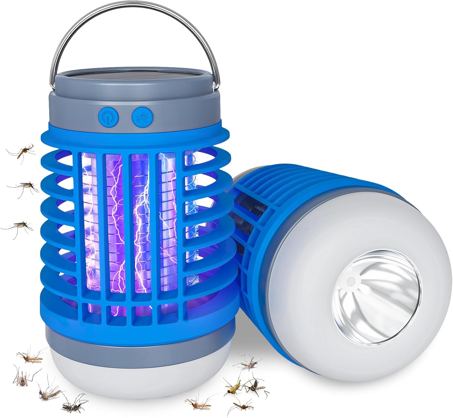 Solar Bug Zapper Outdoor Waterproof Mosquito Zapper for Patio Home Camping, 3 in 1 Cordless Rechargeable Mosquito Repellent