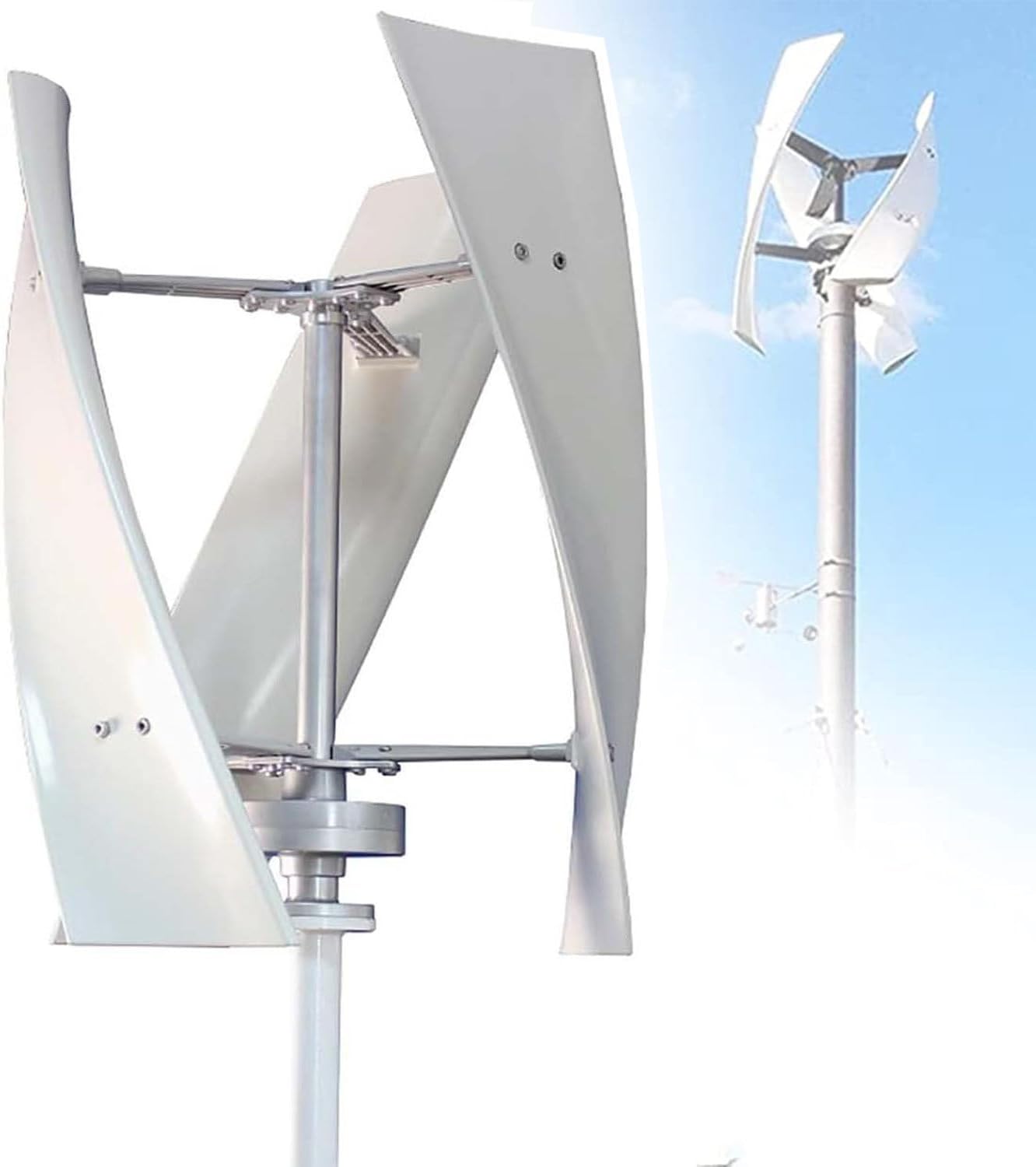 300W Vertical Axis Wind Turbine Generator - 12V/24V 3-Blade Outdoor Windmill Power Kit with Controller for Renewable Energy & Off-Grid Power Solutions 24V~300W