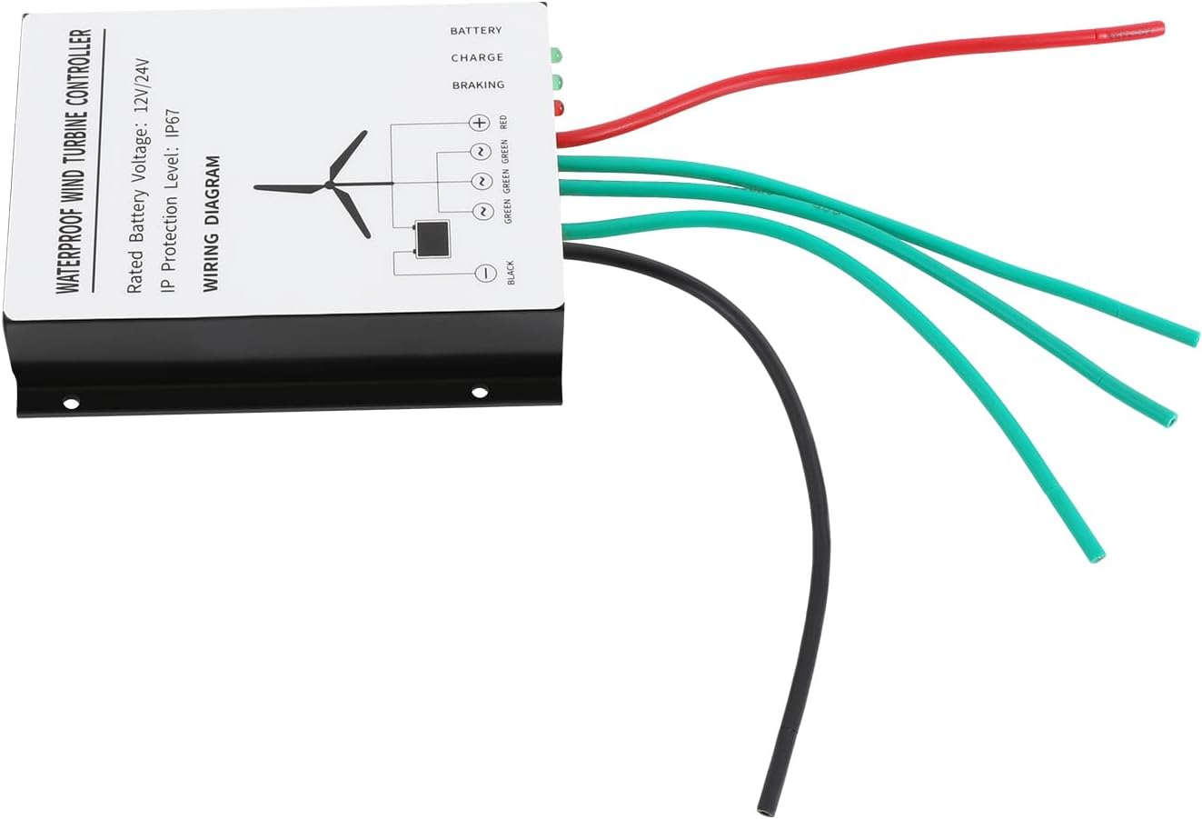Wind Turbine Generator, 400W 24V Vertical Axis Wind Power Turbine Generator Controller, Spiral Wind Generator Kit w/3 Blades for Home, Boat, Home Windmill Kit, Low Noise