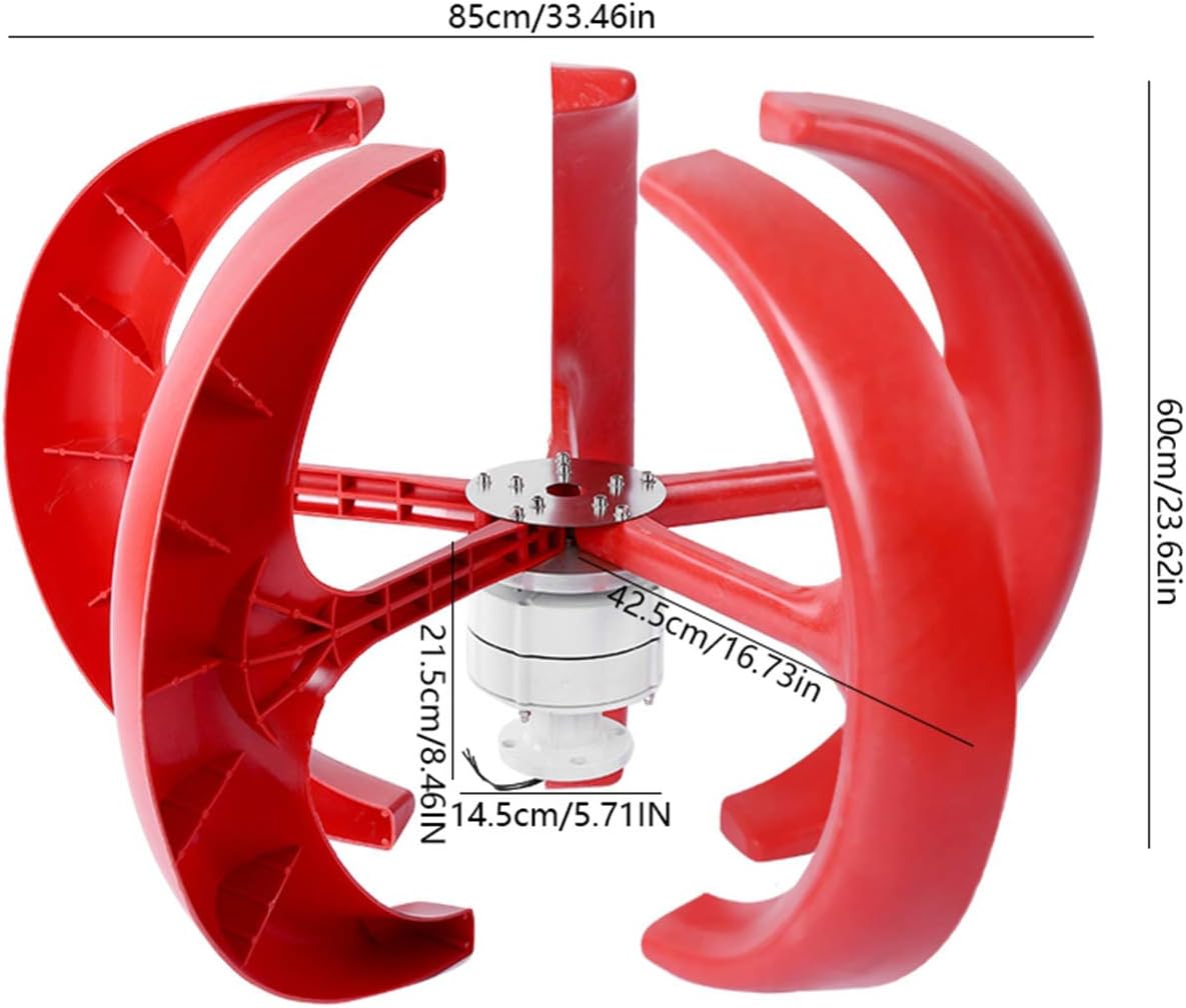 Wind Turbine Generator Kit, 600W 12V Vertical Wind Turbine Electricity Set,5 Blade Horizontal Wind Power Generator Kit for Home, Boat, Marine, Monitoring, Street Lighting