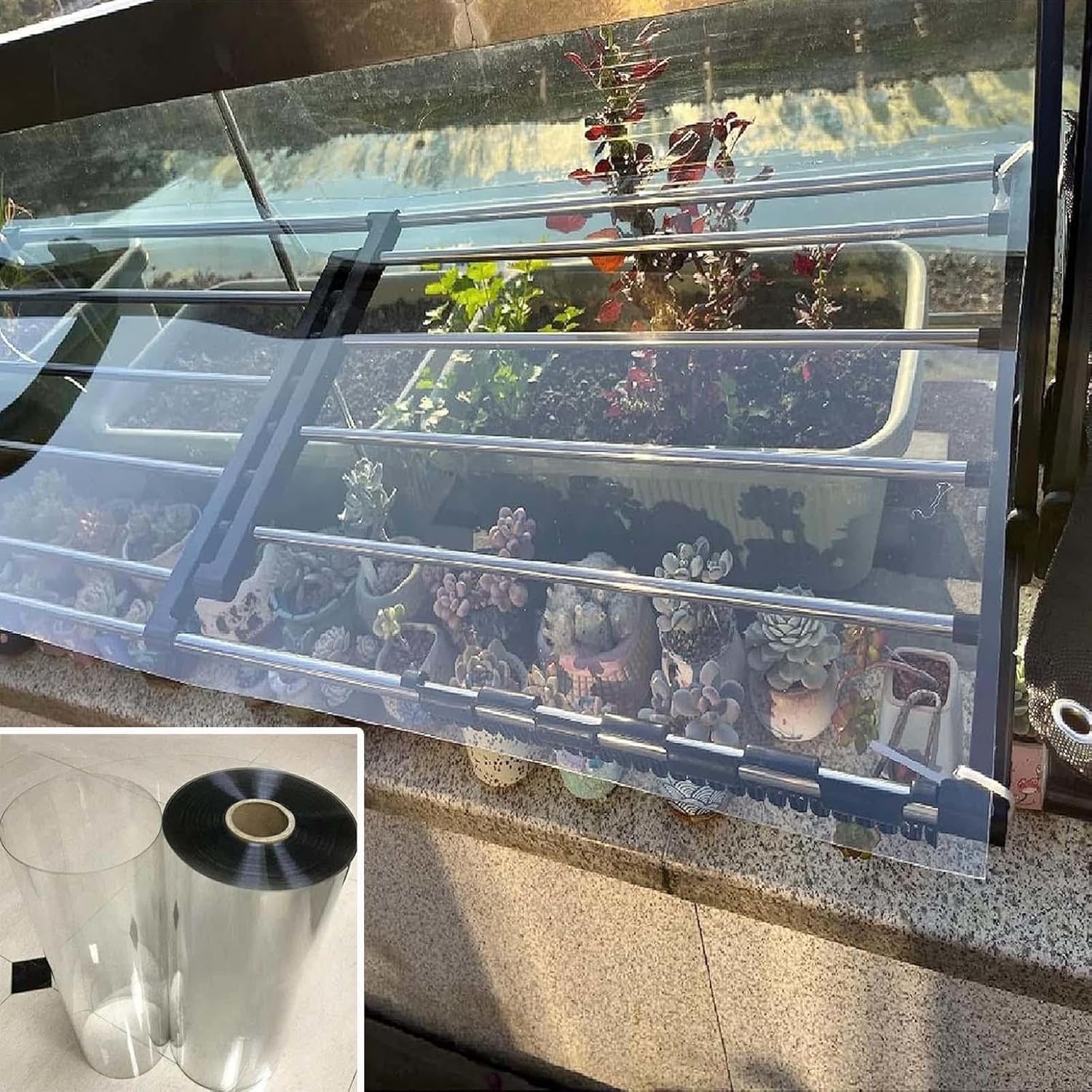 1mm Transparent Plastic Panels,Polycarbonate Roofing Sheets,Greenhouse Sunroom Garden Shed Replacement Sheet,Uv Protected Insulation Roof Panels,Easy to Bend and Cut,W×L-1.22×4m(4*13.1ft)