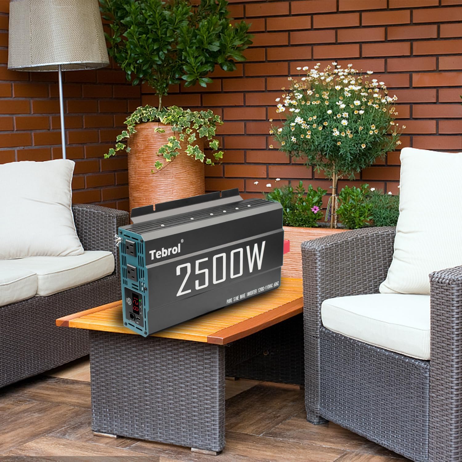 2500W Pure Sine Wave Inverter 12V DC to 110V AC Converter for Home, RV, Truck, Off-Grid Solar Power Inverter with Built-in 5V/2.1A USB, AC Hardwire Port, Remote Controller