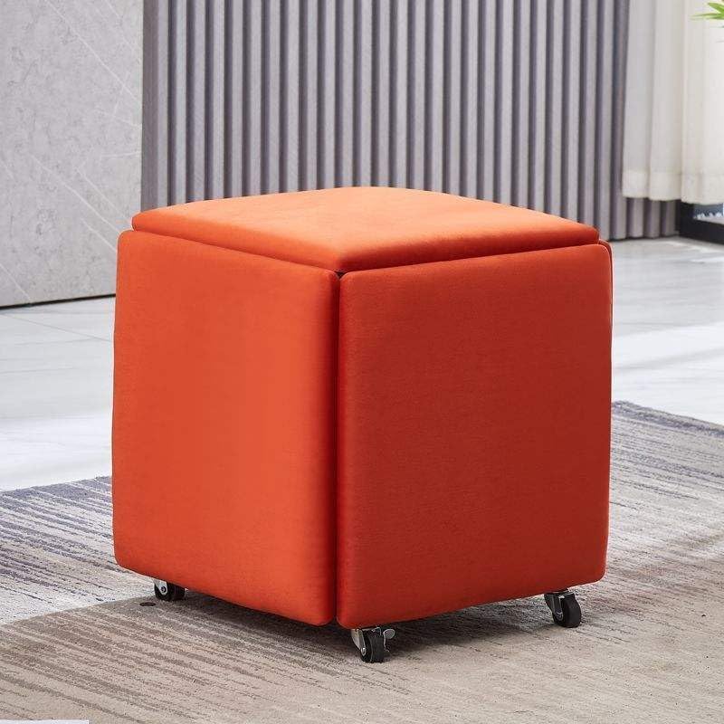 Outdoor Waterproof Stackable 5 in 1 Sofa Chair Stool Cube Nizer for Living Room and Bedroom Creative Seating Solution for Parties and Vanity Area Square Pouff,Orange-46 * 46 * 48