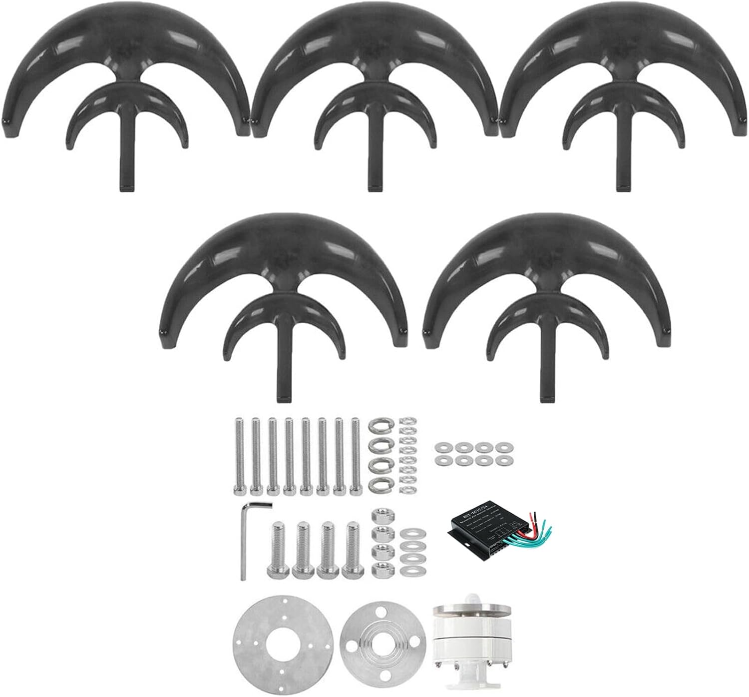 12V/24V 2000W Wind Turbine Kit 5-blade Lantern Wind Turbine With Controller + 100W*2 Solar Panels + Battery For RV, Boat, Home Power Generation, Etc. (Color : 12V)