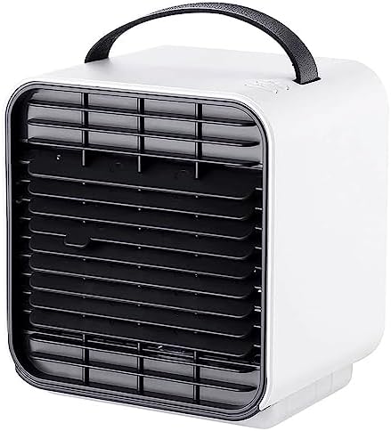 Portable Air Conditioner Fan, Rechargeable USB Air Conditioner Fan, Personal Mini Evaporative Air Cooler with 3 Speeds, Quiet Air Cooler Fan, for Home Office (Color : White)